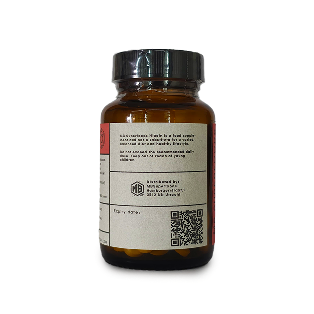MB Superfoods Niacin Vitamin B3 product information label