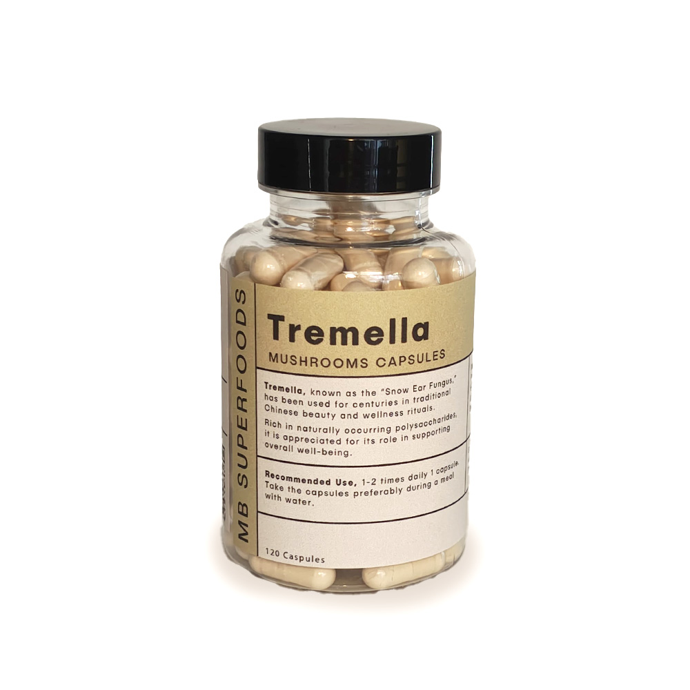 Tremella mushroom extract capsules from MB Superfoods – 120 vegan capsules with vitamin C and zinc