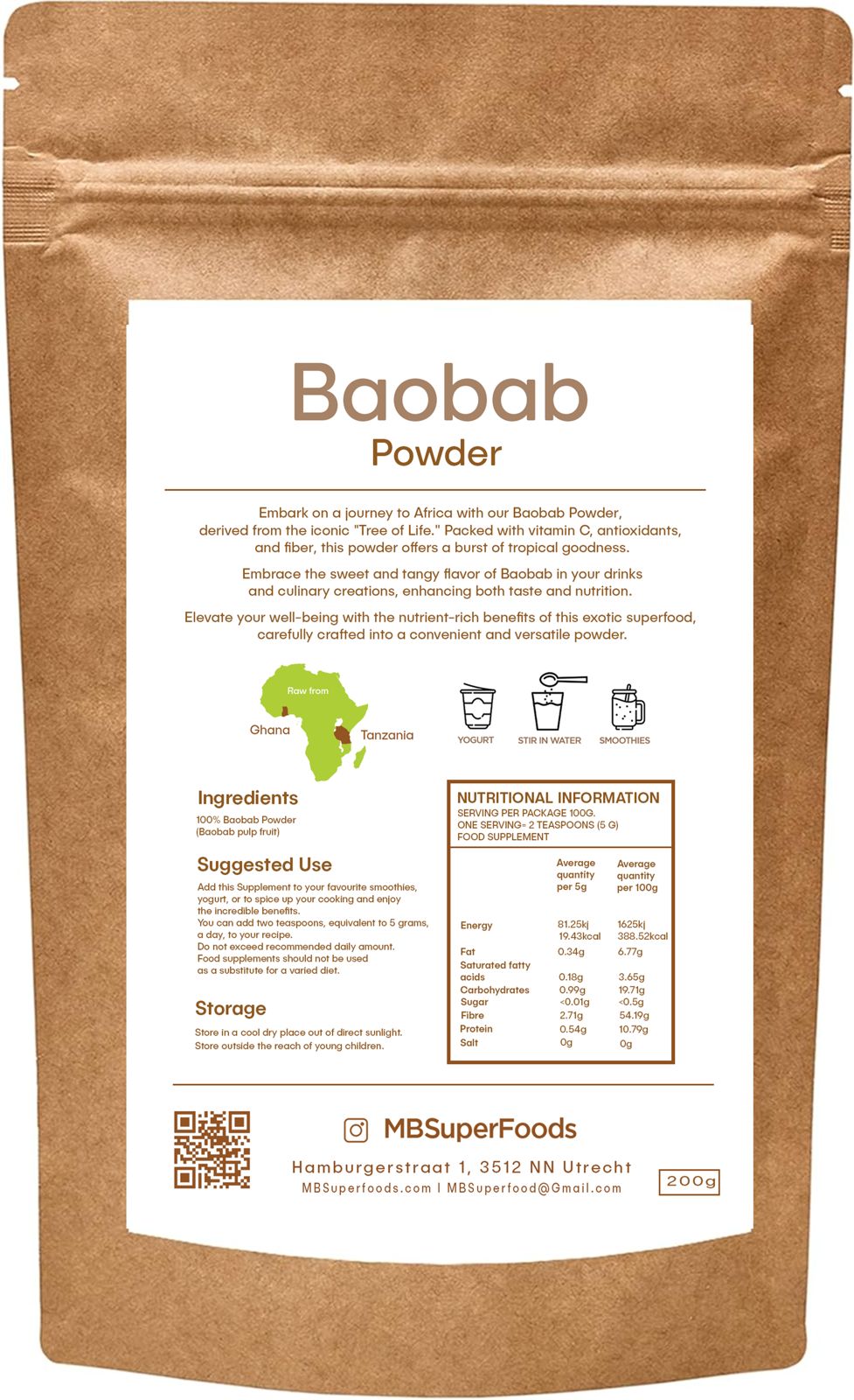Baobab Powder Nutrition Facts & Ingredients | MB Superfoods