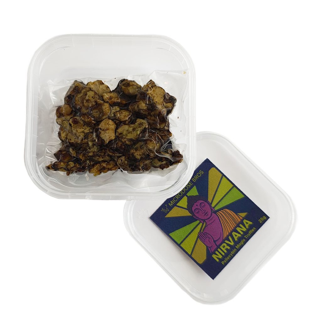 Nirvana Magic Truffles 25g – Open tub with visible truffles for deep psychedelic journeys