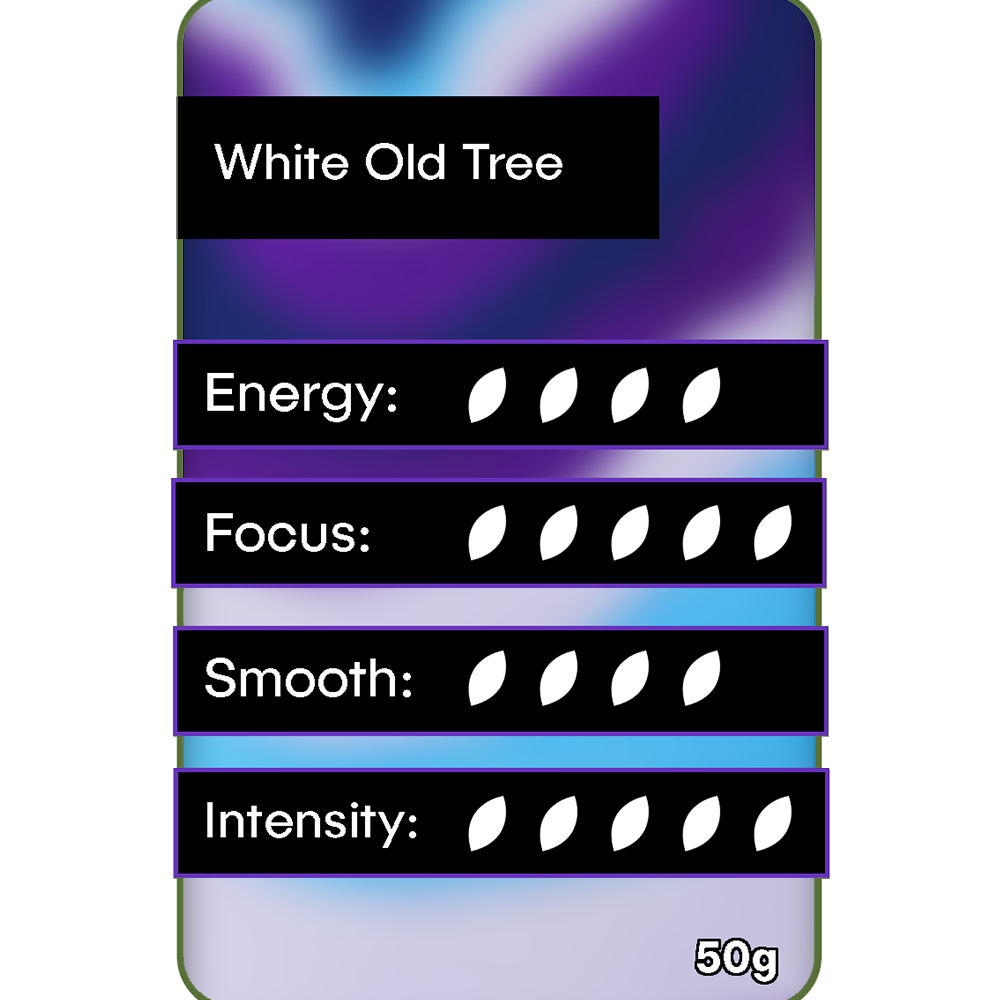 White Old Tree Kratom 50g energy focus smooth intensity rating