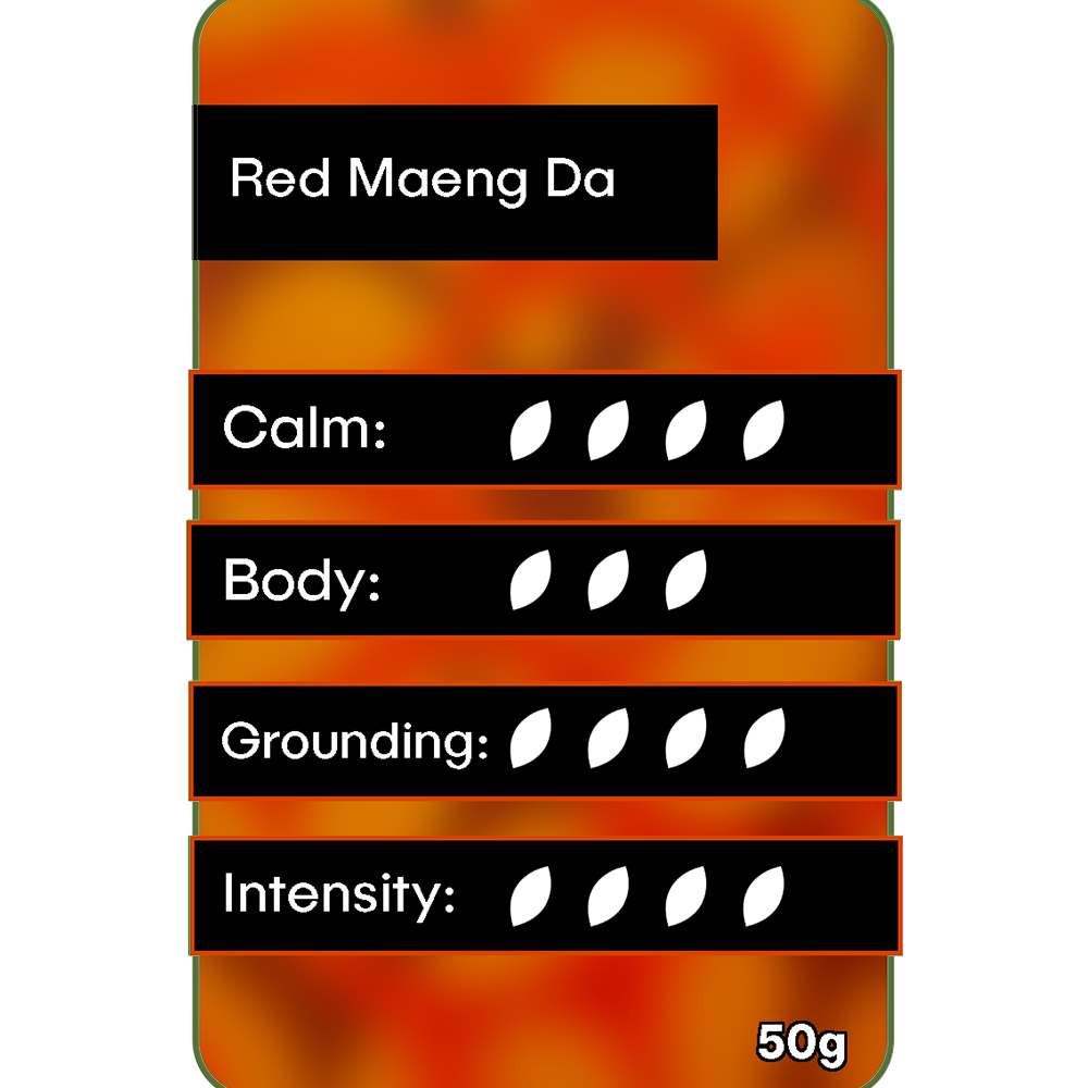 Premium Red Maeng Da Kratom 50g calm body grounding intensity rating