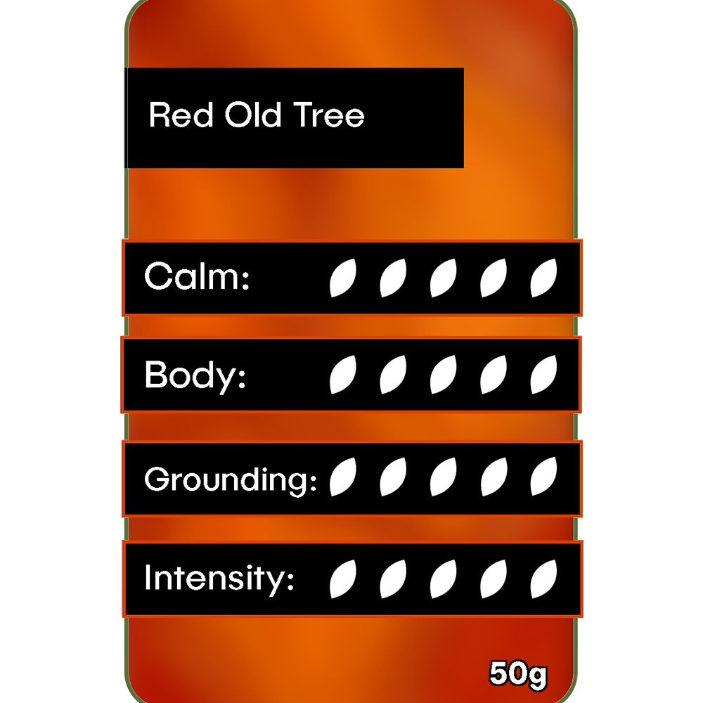 Red Old Tree Kratom 50g calm body grounding intensity rating