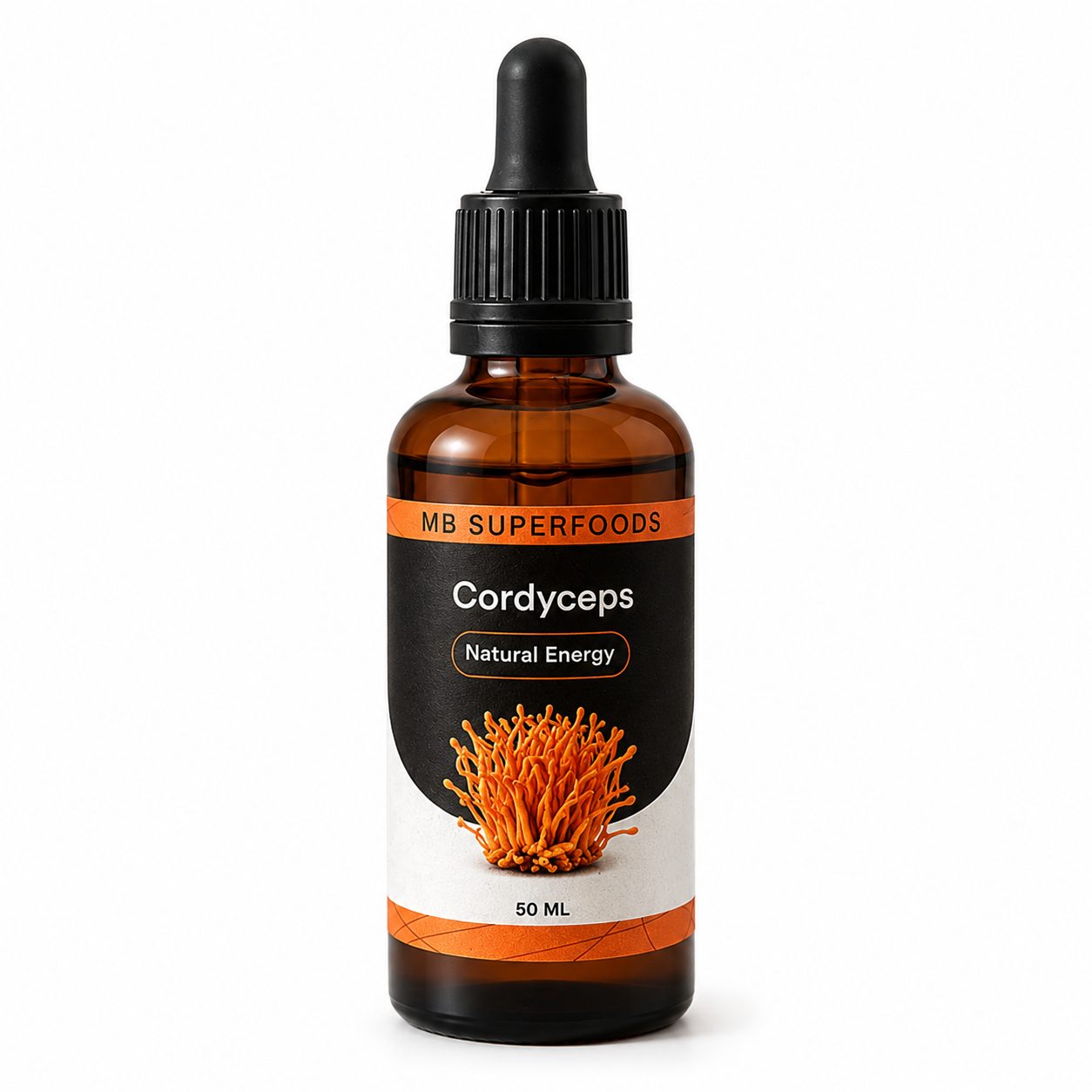 MB Superfoods Cordyceps Extract Drops 50ml premium full-spectrum mushroom extract with ultrasound-assisted extraction