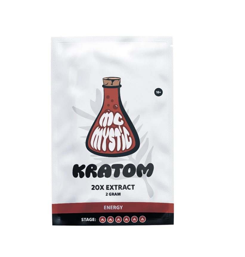 McMystic Kratom 20x Extract (2g) made from premium Mitragyna speciosa, available at Microdose Bros.