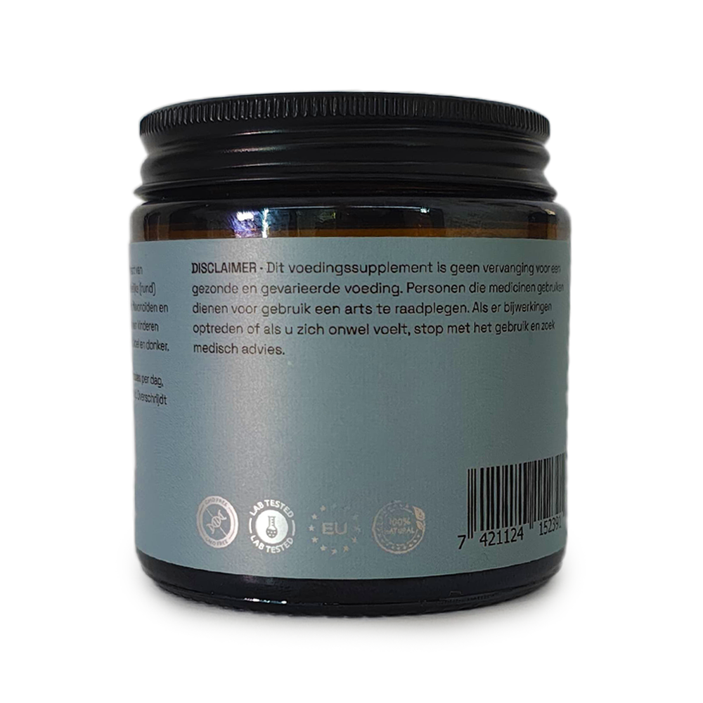 Full Spectrum CBD Capsules 25mg back label with lab-tested EU product information
