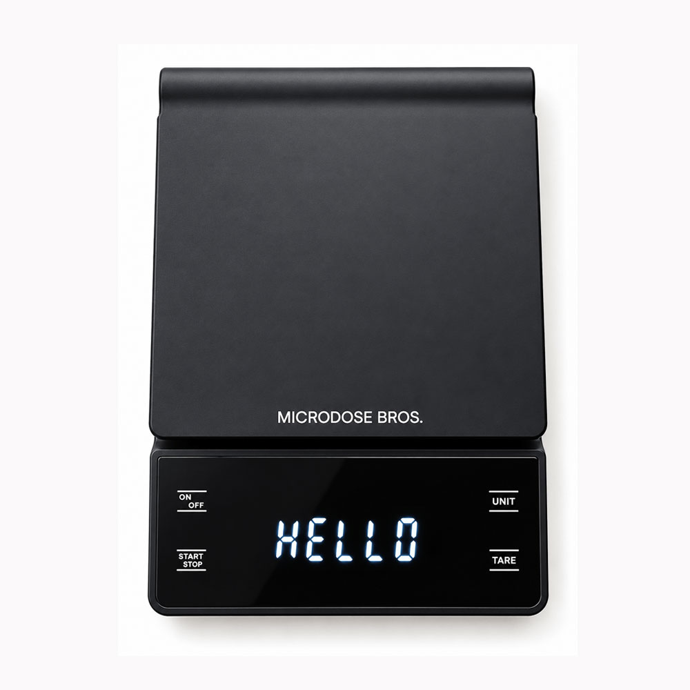 Precision Microdosing Scale by Microdose Bros with digital LED display and 3kg capacity for accurate microdosing, herbs, coffee and kitchen use.