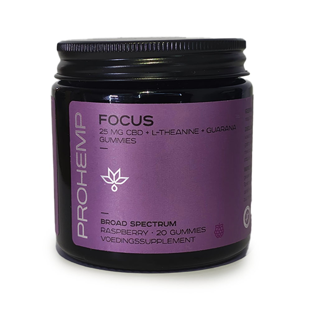 Focus CBD Gummies 25 mg broad spectrum CBD with L-Theanine and guarana