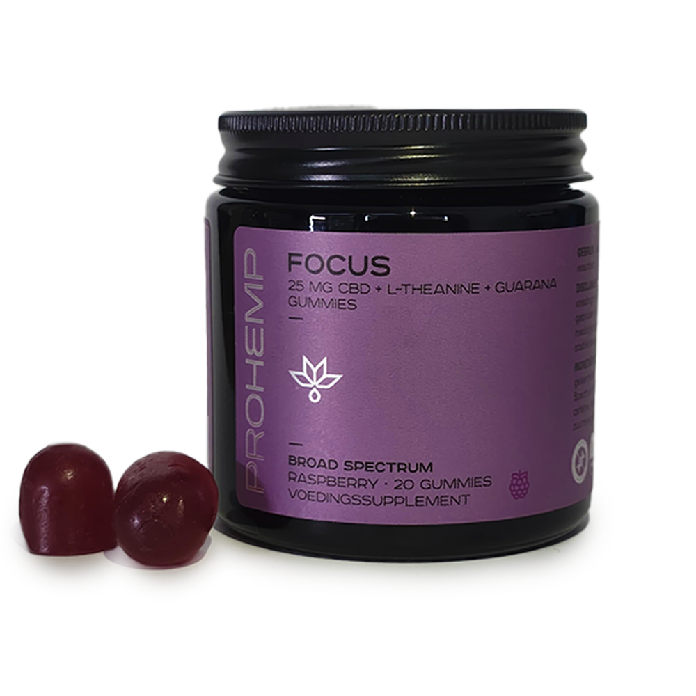 Focus CBD Gummies with L-Theanine and guarana – 20 raspberry gummies