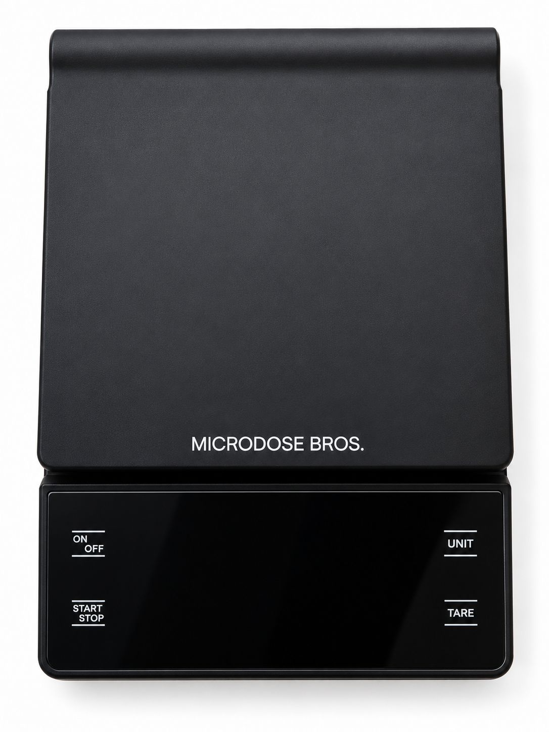 Microdose Bros precision microdosing scale in matte black with LED display