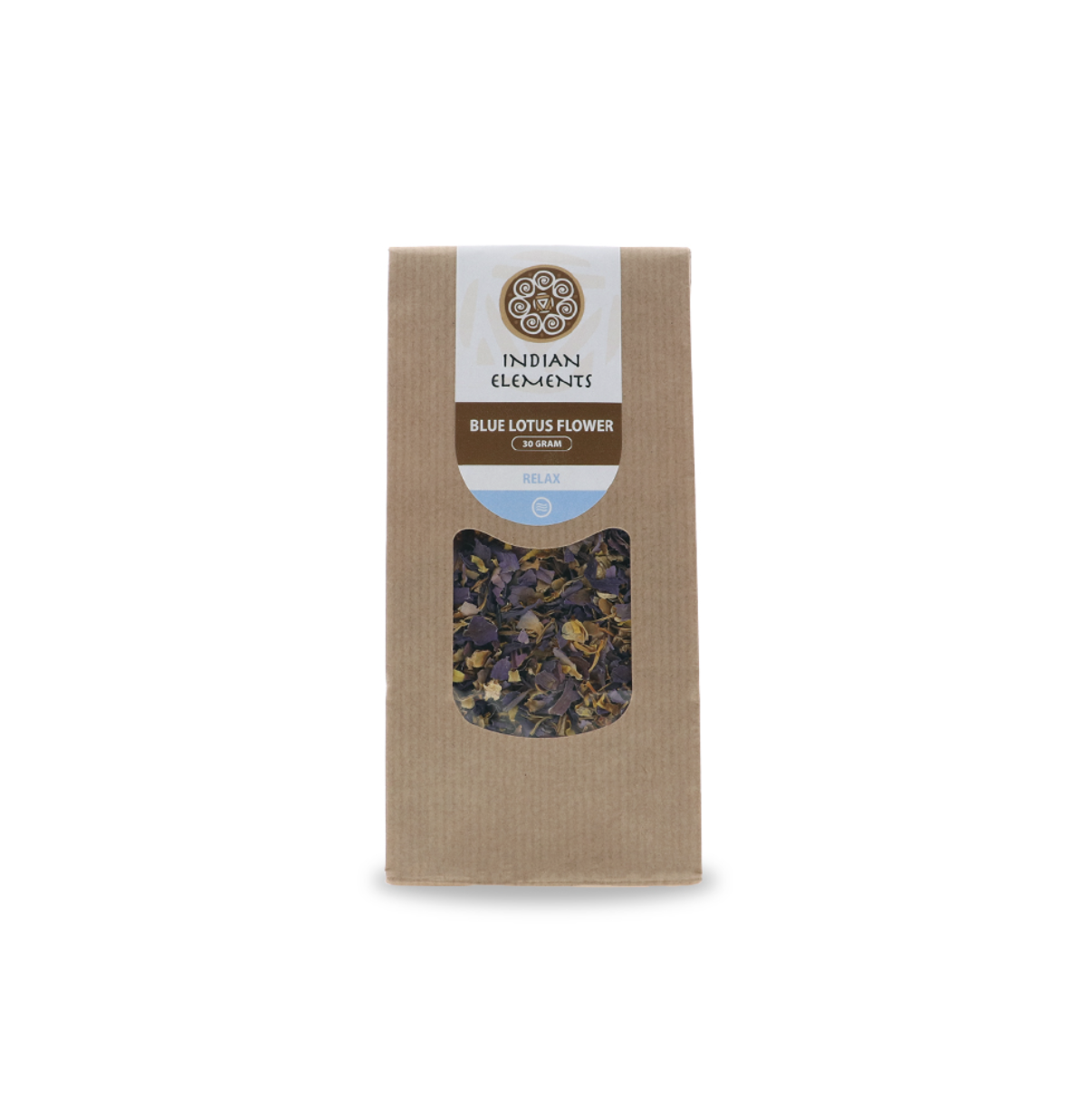 Indian Elements Blue Lotus Flower 30g original packaging with dried blue lotus petals