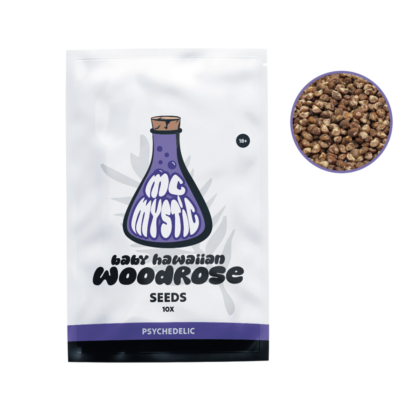 McMystic Baby Hawaiian Woodrose Seeds (Argyreia nervosa) 10-pack with branded packaging and seeds